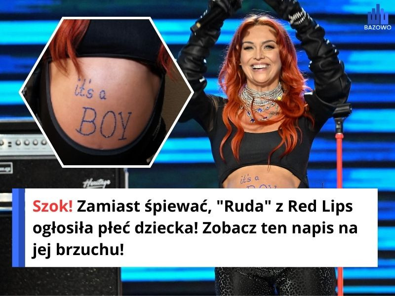 Szok! Zamiast śpiewać, "Ruda" z Red Lips ogłosiła płeć dziecka! Zobacz ten napis na jej brzuchu!